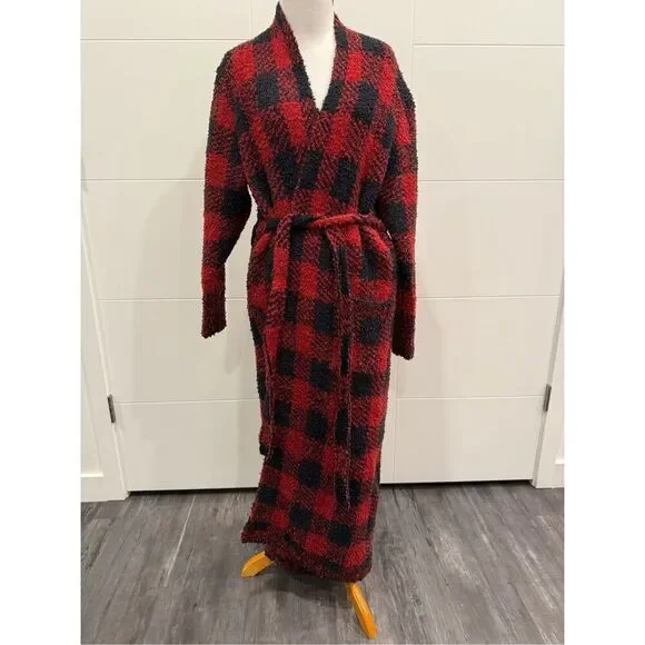 SKIMS Red and Black Plaid Robe